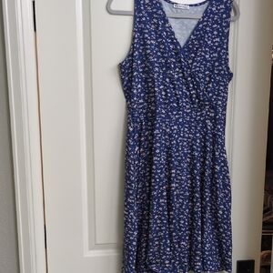 Charming Blue Floral Midi Dress